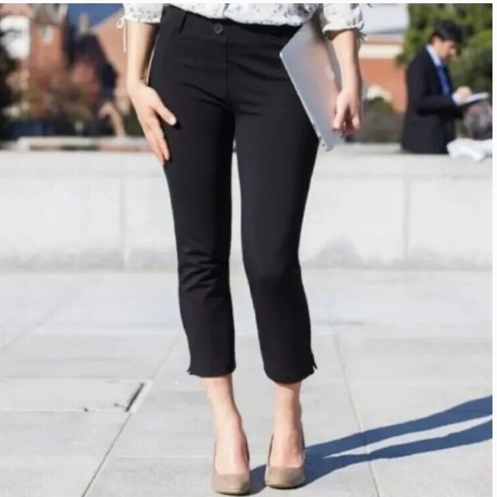Betabrand Crop Classic Dress Pant Yoga Pants Black #W0249 W1424 Sz M
